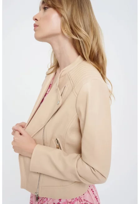 Яке от еко кожа с цип - Бежов