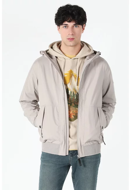 Яке с качулка и джобове - Бежов