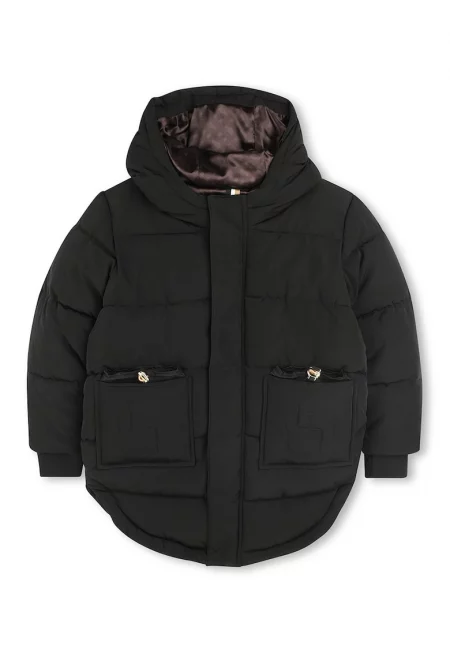 Зимно яке с качулка - Черен