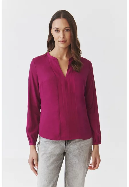 Блуза с шпиц с изчистен дизайн - Тъмнорозов