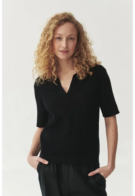 Блуза Sonar с коприна - Черен