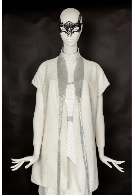 Бляскава жилетка с кожа - Слонова кост