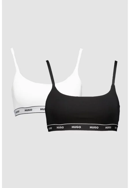 Бюстиета с регулируеми презрамки - 2 части - Бял/Черен