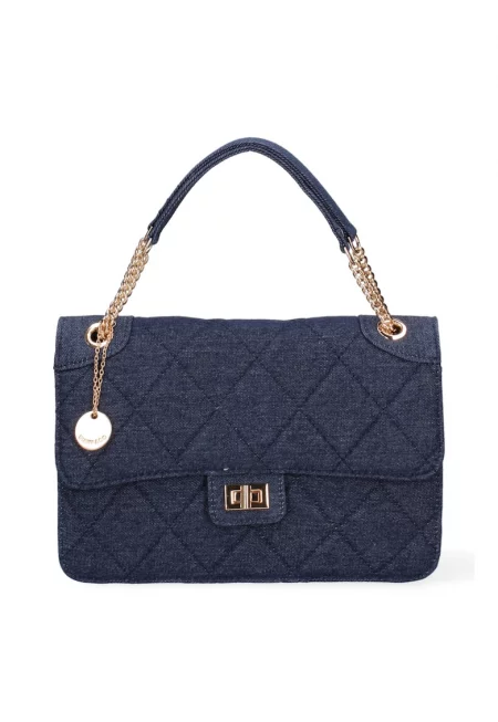 Чанта през рамо с презрамки-верижки - Тъмносин