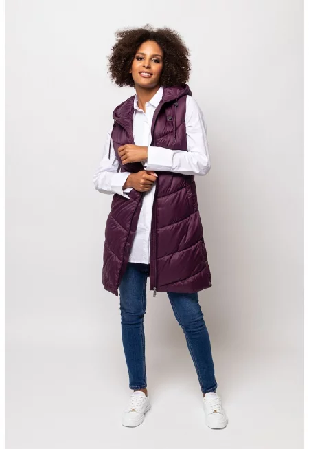 Дълъг подплатен елек Wilna - Тъмновиолетов