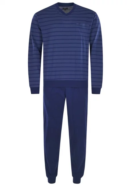 Дълга пижама с шпиц - Син