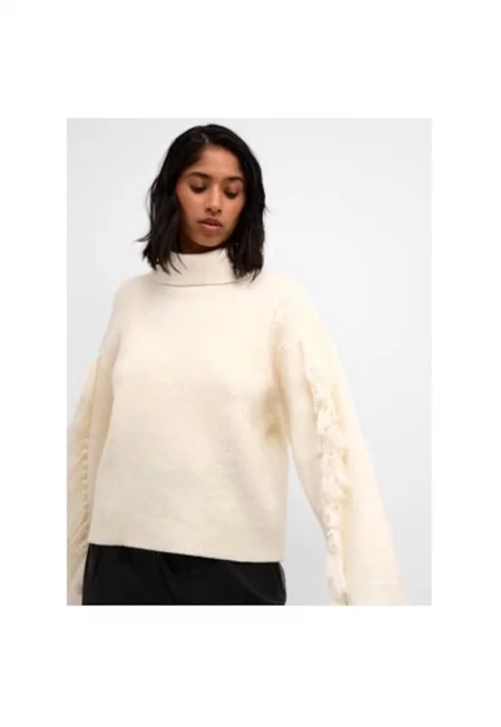 Дамска блуза -  303554200 - Рециклиран полиестер/Акрил - Бежов - Бежов