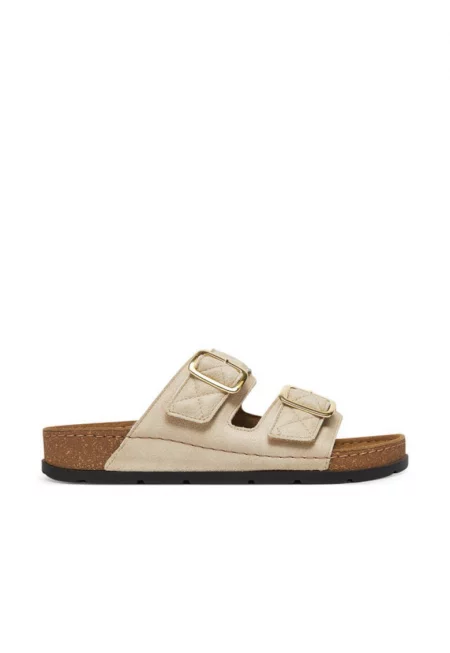 Дамски чехли -  модел Bora 2 Straps - екологична кожа - Ivory