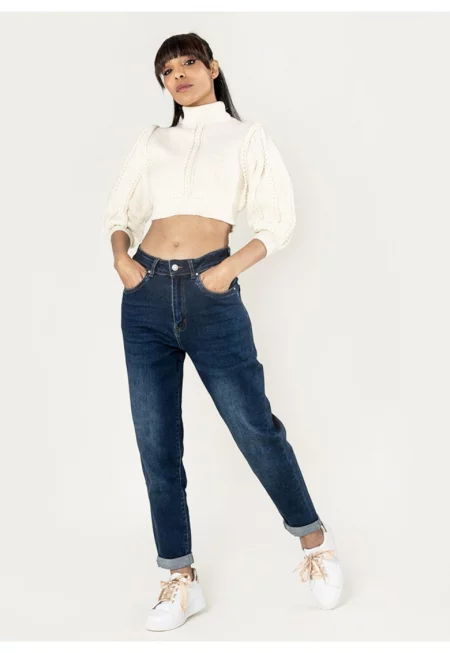 Дамски дънки Mom Fit  тъмносини - P502-9 M8 18017