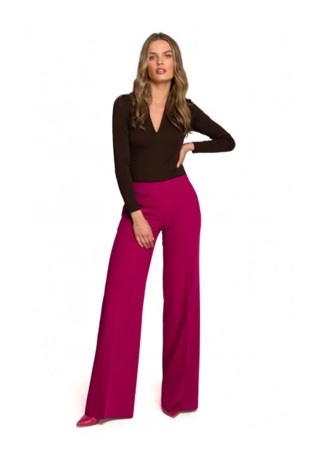 Дамски панталон - Стил - Полиестер/Вискоза - Тъмно розов
