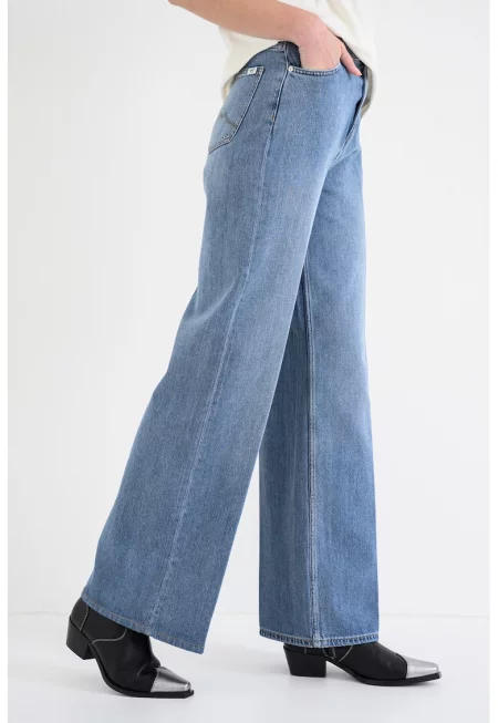 Дънки Luise с модал и лиосел с широк крачол - Светлосин