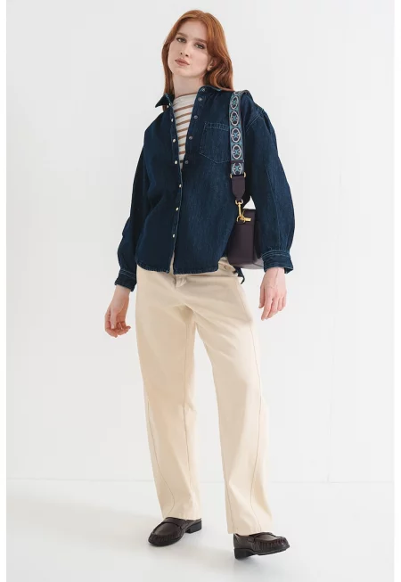 Дънкова риза с джоб на гърдите