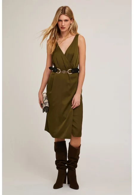 Драпирана рокля с шпиц - Каки