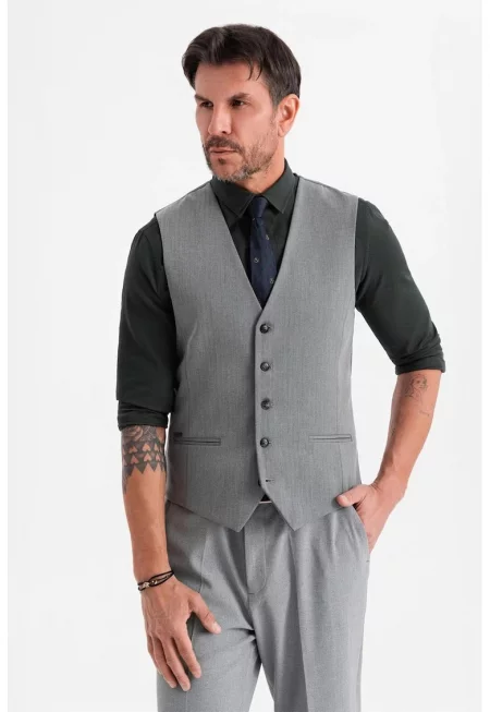 Елегантен потник със зигзагообразен десен SLIM FIT  OM-BLZV-0143