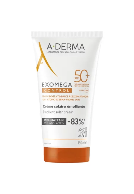 Емолиентен крем  Със слънцезащита SPF50+ - За чувствителна кожа Exomega Control - 150 мл