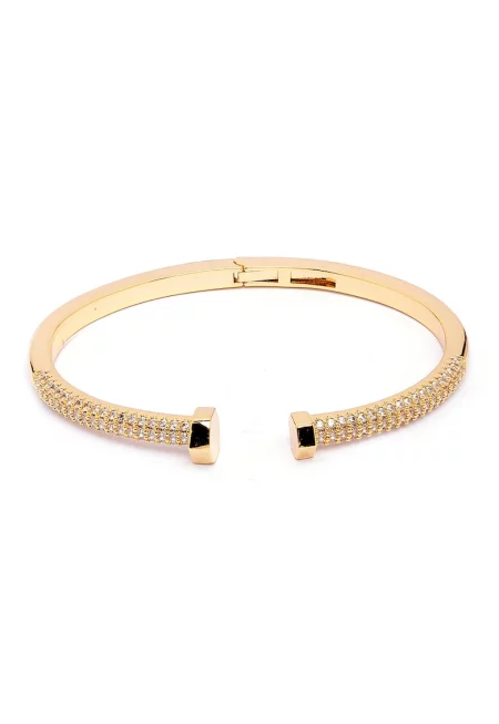 Гривна с кристали - Златист/Прозрачен