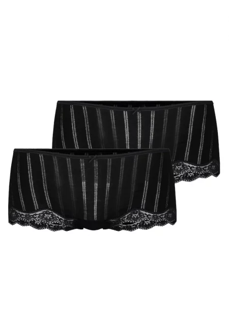 Хипстър Etude с дантела - 2 чифта - Черен