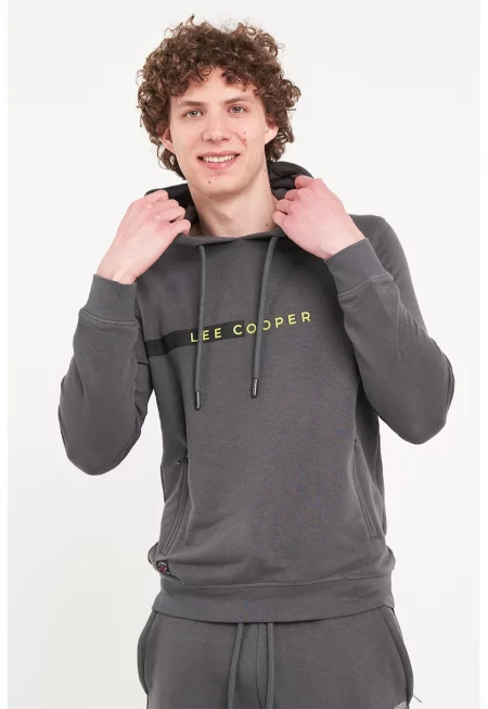 Худи с лого и джобове с цип - Tъмносив