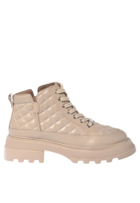 Капитонирани кожени боти - Крем