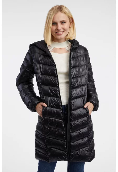 Капитонирано зимно яке с джобове - Черен