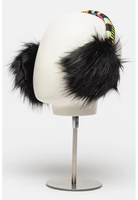 Карирана ушанка с еко пух