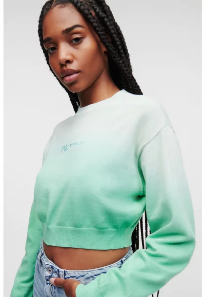 Къс пуловер с градиента ефект