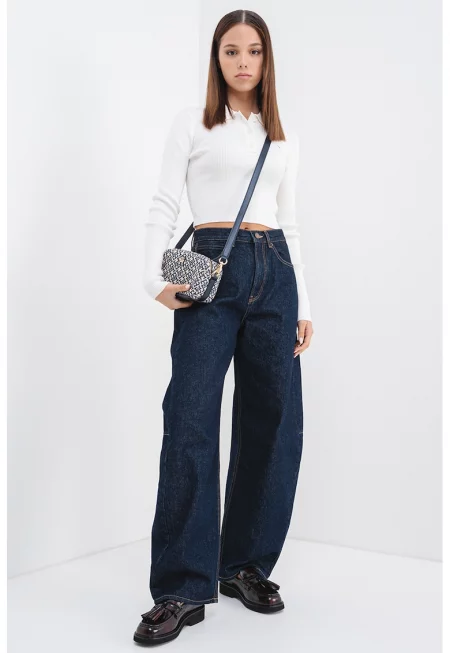 Къс пуловер с органичен памук