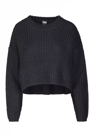 Къс пуловер с паднали ръкави