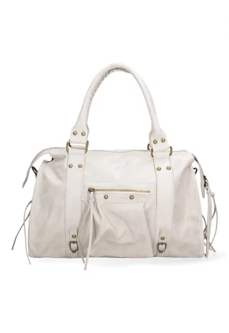 Кожена чанта Elara с дръжки - Бежов