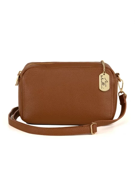 Кожена чанта с релеф - Канелено кафяво