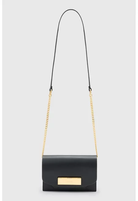 Кожена чанта за рамо - Черен