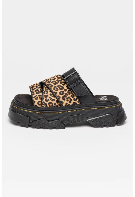 Кожени чехли с десен - Черен/Бежов