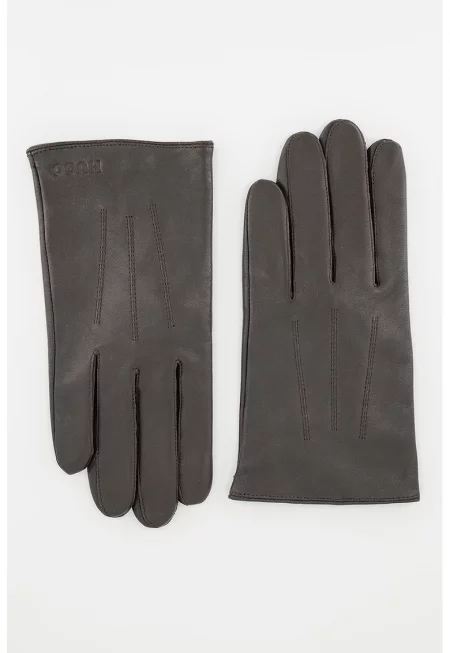 Кожени ръкавици за тъчскрийн с капси - Тъмнокафяв