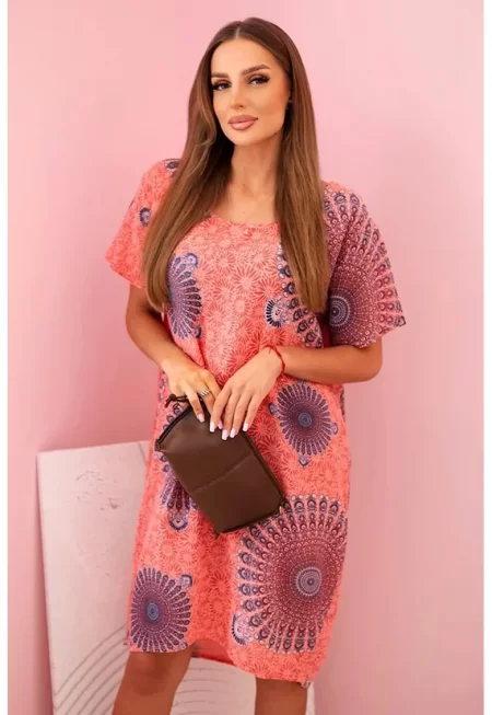 Лека миди рокля с къси ръкави - Един размер