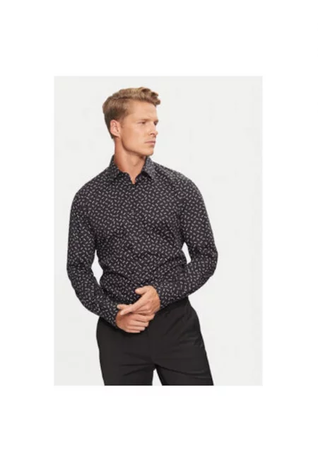 Мъжка риза -  304239977 - Памук - Черен - Черен