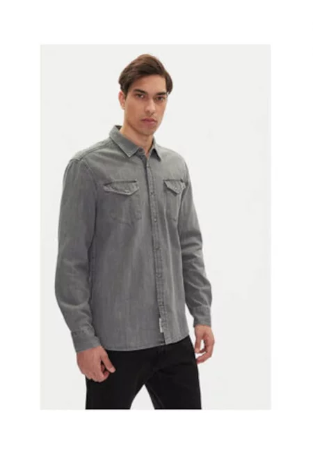 Мъжка риза  памучна - сива