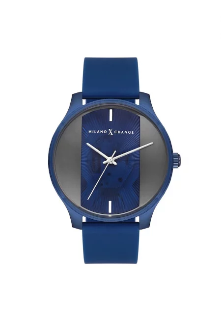 Мъжки часовник  MEX3235 - 43мм - синя силиконова каишка - водоустойчивост 3 ATM - син цвят