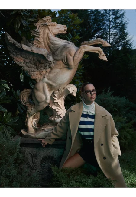 Палто с раздвоен ревер - Камел