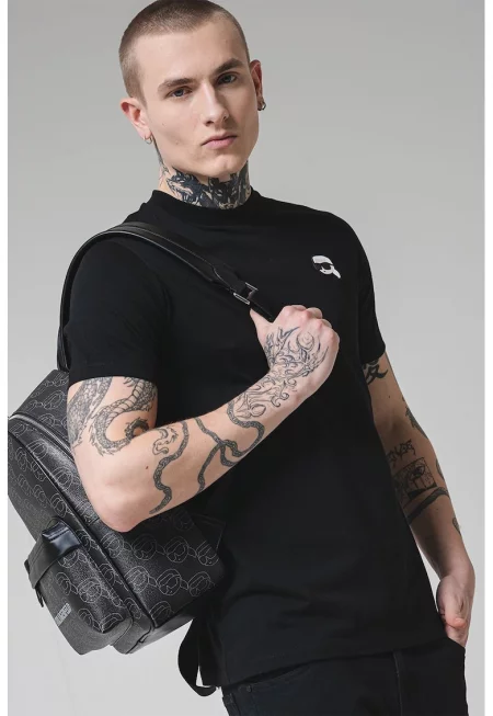 Памучна тениска с лого - Черен