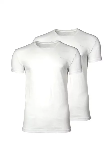 Памучна тениска с овално деколте - 2 броя - Бял