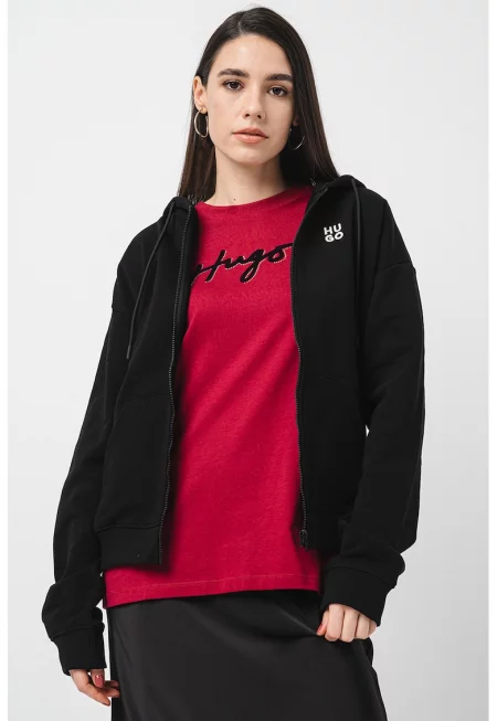 Памучно худи Dalfine с цип - Черен/Бял