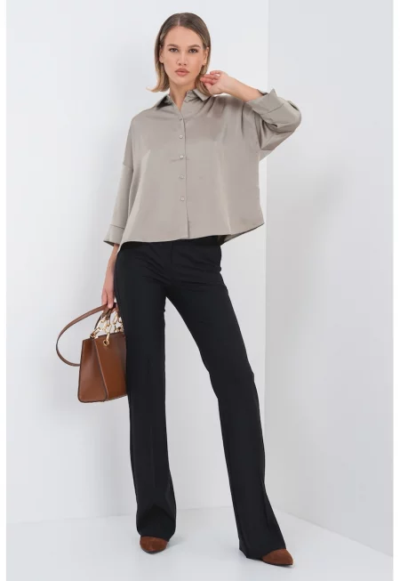 Панталон с вълна и висока талия