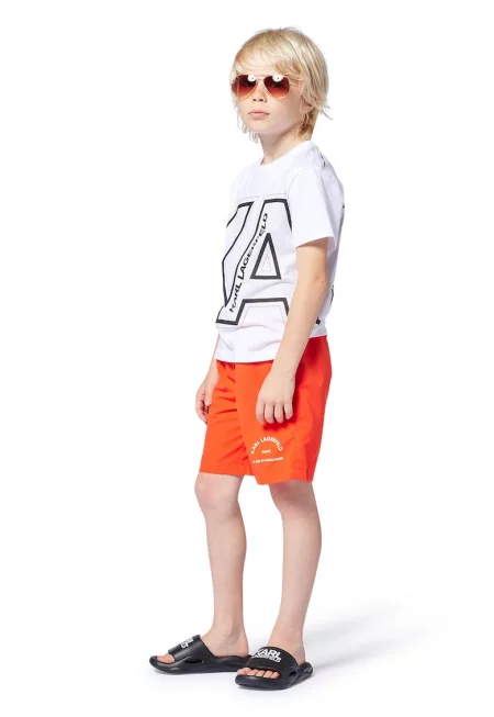 Плувни шорти с лого - Мандарина