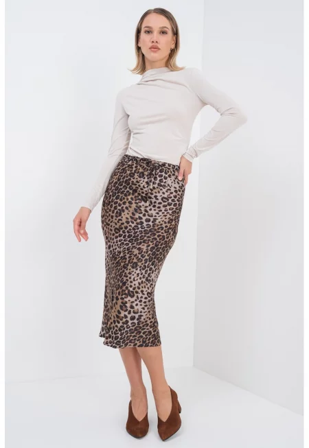 Пола с висока талия и животински принт