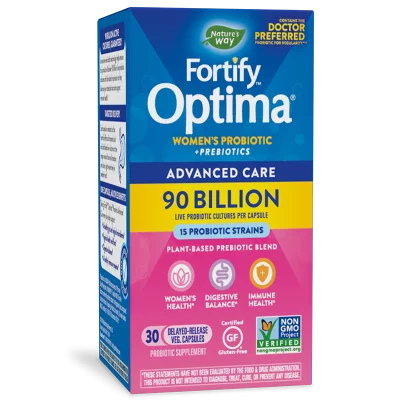 Пробиотик + пребиотици за жени – специална грижа - Fortify Optima Women’s Probiotic, 90 млрд. активни пробиотици, 30 капсули