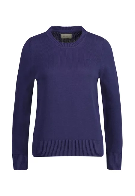 Пуловер слим с лого - Индигово синьо