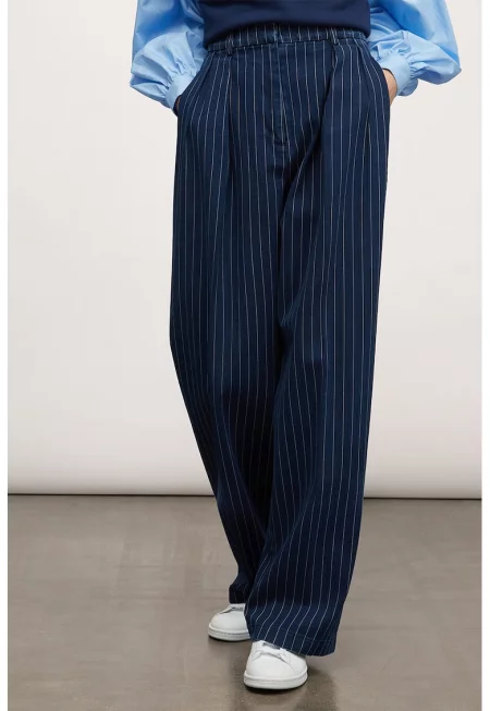 Раиран панталон с широк крачол - Ултрамарин синьо