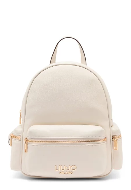 Раница Better от еко кожа с джобове с цип - Мръснобял