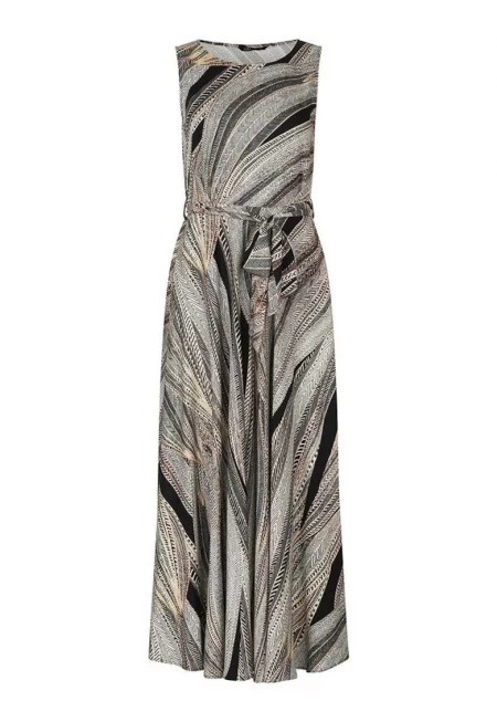 Разкроена макси рокля с абстрактен принт