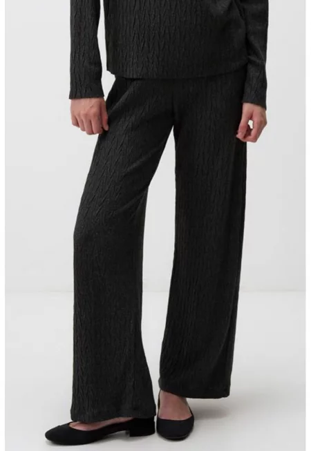 Релефен широк панталон - Антрацитно сиво
